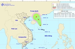 Áp thấp trên biển Đông đang mạnh lên